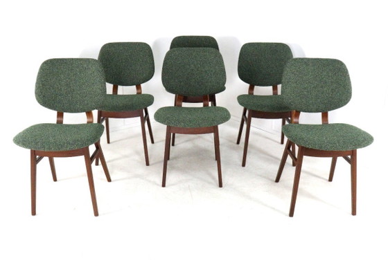 Image 1 of Ensemble de 6 chaises de salle à manger hollandaises « Zegge » vintage rembourrées