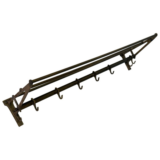 Image 1 of Art Deco - Wall mounted coatrack - Brass with adjustable hangers