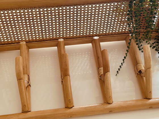 Image 1 of Porte-manteau vintage en rotin et bambou
