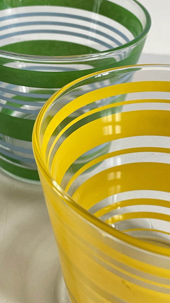Image 1 of Pair of vintage screen-printed glass planters
