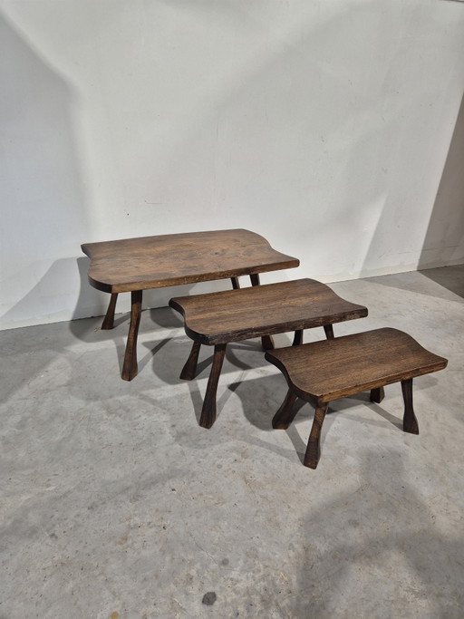 Petites tables de style Japandi scandinave vintage, finitions organiques. – bijzettafels, Wood (photo 2 of 6)