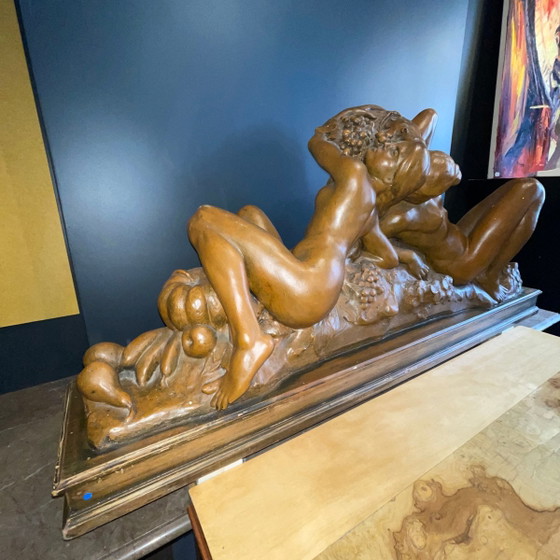 Bacchantes Nude Women & Fruit Sculpture attributed to Jef Lambeau, 1900s – Wood, Barok (photo 12 of 14)
