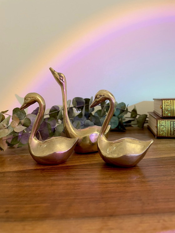 Set aus 3 Messingschwänen – Bildhauerei, Brass (photo 2 of 3)