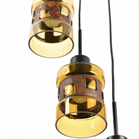 Image 1 of Nanny Still for RAAK Amsterdam | Set of 3 Amber Glass Pendant Lamps | 1960s