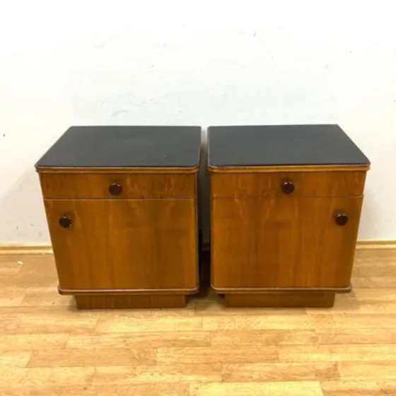 Image 1 of Set di 2 comodini retrò, legno impiallacciato, anni '60