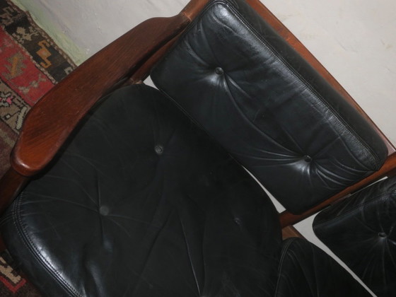 Image 1 of Cadett 3-Sitzer-Sofa aus Teakholz und Leder von Eric Merthen, Schweden, 1960er Jahre