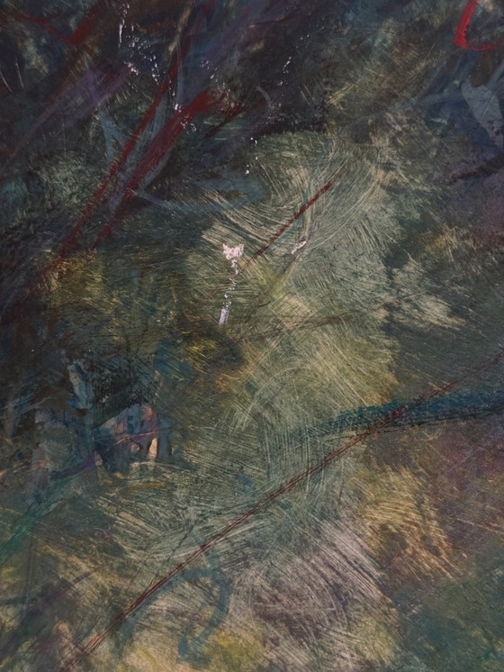 Image 1 of Ben Genaux (1911–1996, Belgio) - Paesaggio surreale con torre e farfalla, olio su tavola