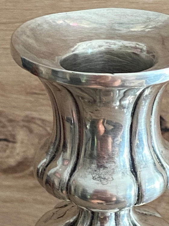 Image 1 of Antikes Paar Kerzenhalter Fackeln Massivsilber Einhorn-Stempel Anfang 19.