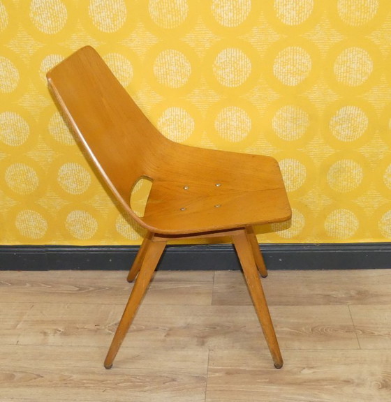 Image 1 of THONET Stuhl Wannenstuhl 661 Günther Eberle SELTEN! Design Klassiker 50er Jahre vintage Sitz gebogenes Sperrholz Gestell Holz