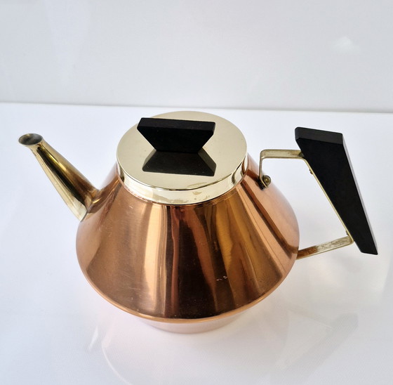 Image 1 of JODA Denmark Copper Teapot with Teak, 1960s Mid Century