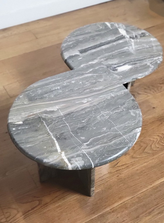 Image 1 of Vintage organically shaped marble side tables, Germany 1970