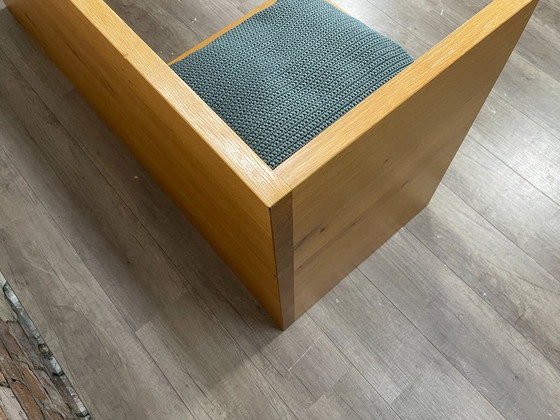 Massive Eiche Tête-à-Tête Design Bank, Holz, Bänke, Stoff, Braun, Modern (Foto 5 von 9)