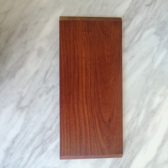 Image 1 of Danish Design Teak Lightly stained glass Aperitif tray