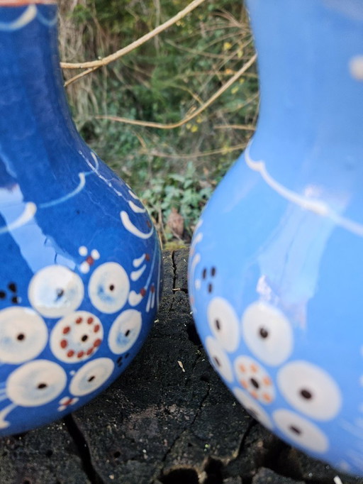 2 Pcs Set Amazing Hand Painted Vintage Mid-century Pottery Ceramic Jugs Jug Set from AUSTRIA