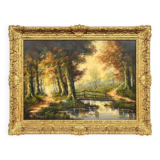 J. Somers, "Waldlandschaft." Öl auf Leinwand.