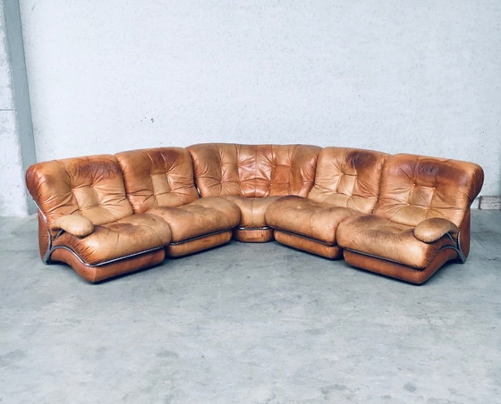 Image 1 of Midcentury Modern Italian Design 'COROLLA' Leather Sectional Sofa by I.P.E. Italy 1970's