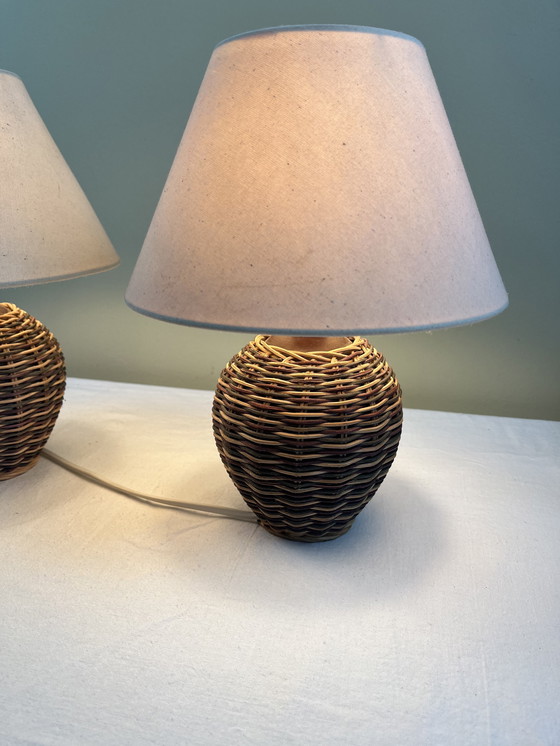 Image 1 of Lampada da comodino vintage in vimini