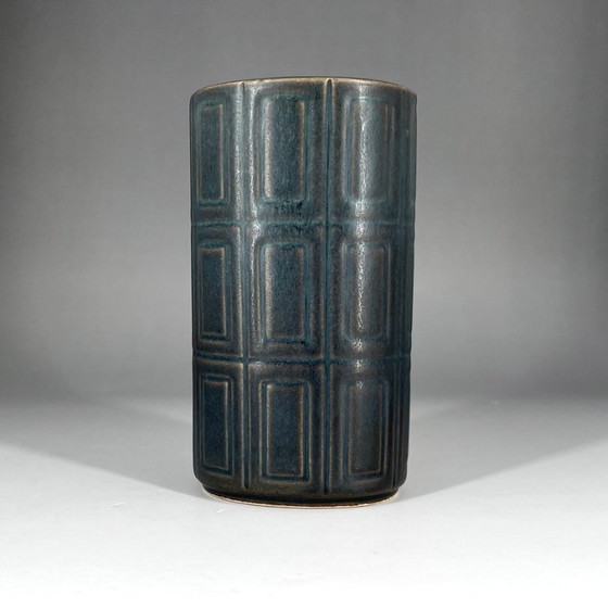 Image 1 of Mid-Century Relief stoneware vase by Göran Bäck for Arabia Finland, 1963