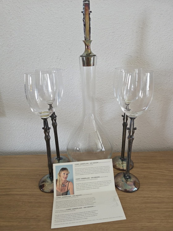Image 1 of Corrie van Ammerlaan decanter + 4 glasses