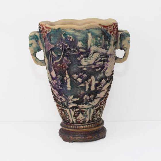 Image 1 of Elegante vaso vintage in stile Chinoiserie