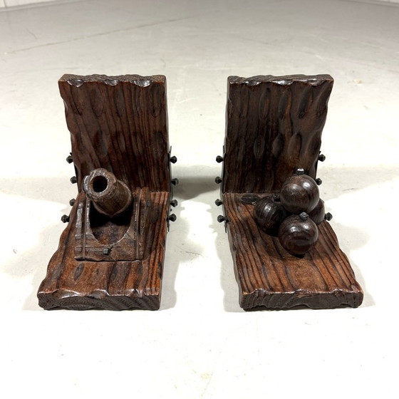 Image 1 of Spanish brutalist bookends cannon & cannonballs 1960s