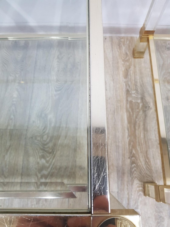 Hollywood Regency Tafels in glas van P. Vandel, Parijs, jaren 70, set van 2 – Pierre Vandel, Metal (photo 14 of 16)