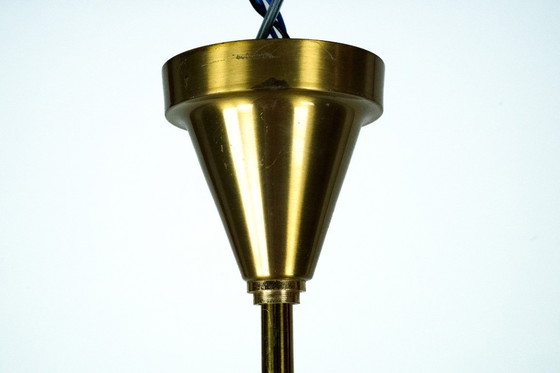 Image 1 of Italian five-arm chandelier in smoked Vistosi glass and brass, 1970s