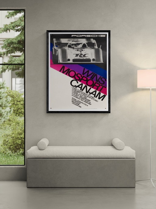 Porsche Wins Mosport Can-Am – 1973 – Original Vintage Porsche Poster by Atelier Strenger – Mid-Century Modern – 102x76 cm