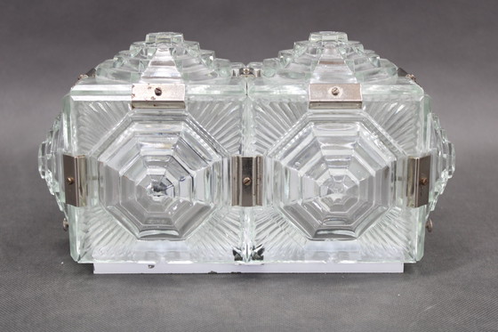 Image 1 of 1970 Brutalistische wandlamp met glas van Kamenicky Senov, Tsjecho-Slowakije