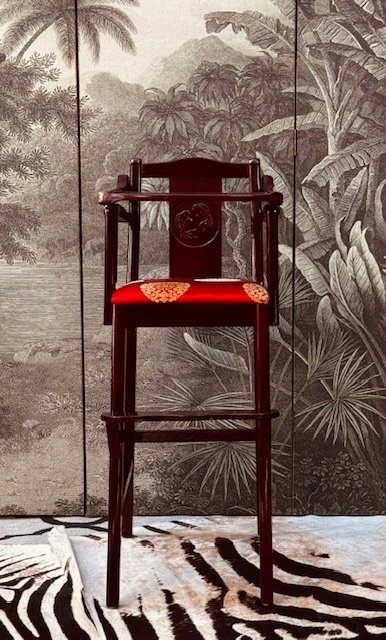 CHINESE HIGH CHAIR IN MARSALA RED