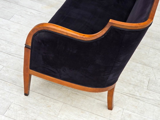 Image 1 of 1950s, Danish art deco 2-seater sofa, ash wood, furniture velour.