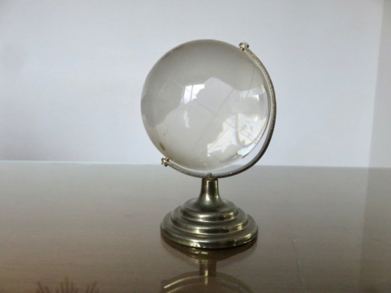 Image 1 of Kleiner Kristallglobus, dekorativer Briefbeschwerer, 1970er Jahre