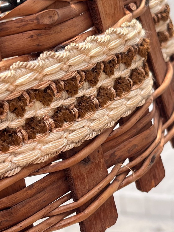 Image 1 of Wood and wicker hanging lamp