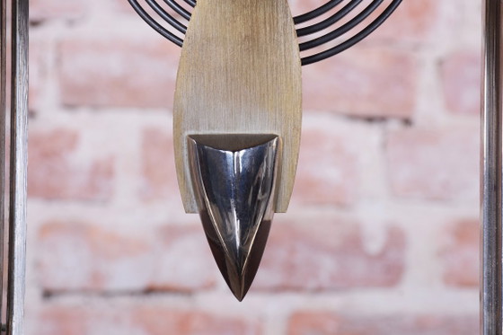 Restored Art Deco Fireplace Clock, Marble, Bronze, Glass, France. 1920s, Black (photo 2 of 15)