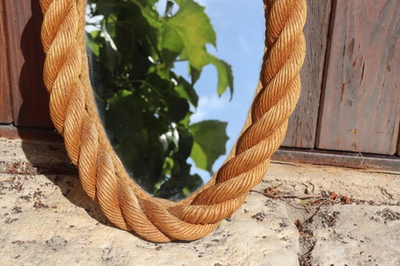 Image 1 of Vintage Oval Rope Mirror by Audoux & Minet, 1950