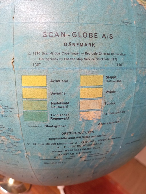 Vintage Scan-Globe Leuchtglobus (1973) – Papierkaschiert & Top Zustand
