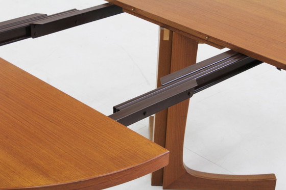 Image 1 of Vintage Danish round extendable teak dining table 1960s