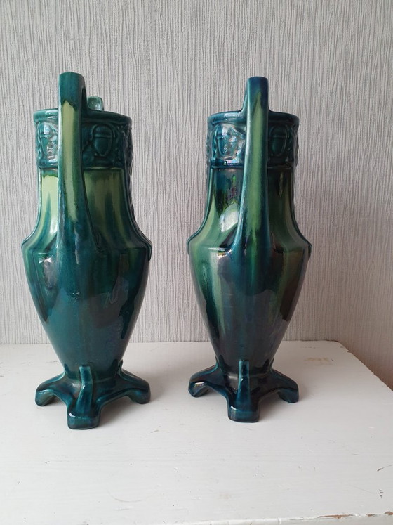 Vases Art Nouveau Gustave De Bruyn (38cm)–Fives-Lille Ca1900 – Gustave De Bruyn Fives-Lille, Ceramic (photo 3 of 8)
