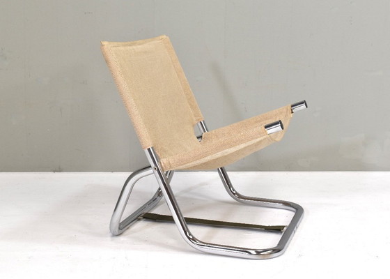 Image 1 of Scandinavische klapstoel in chroom en canvas – jaren 70