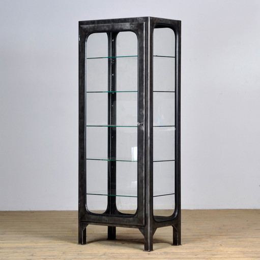 Vintage Arztschrank aus Glas und Eisen , 1970er Jahre