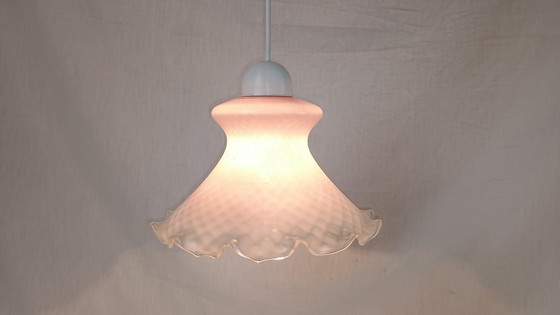 Image 1 of Lampada a sospensione vintage Venini in vetro di Murano rosa chiaro, metà anni '50