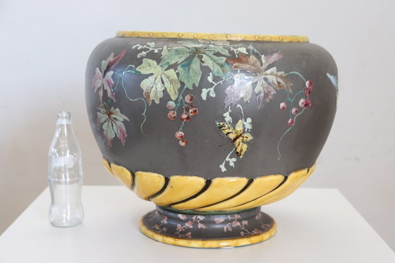 Image 1 of Vaas van keramiek met bloemendecor, Italië, jaren 1980