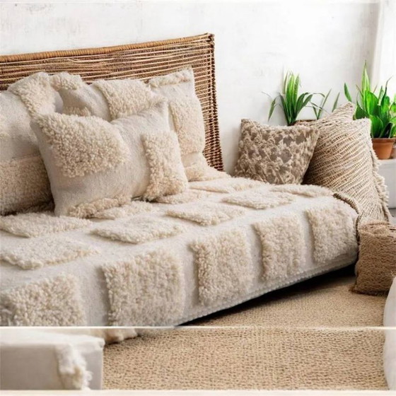 Image 1 of Set di cuscini da pavimento in lana marocchina fatti a mano