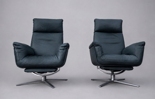 2 sillones FSM Shelby – Cuero color petróleo – fauteuils, Leather, Metal