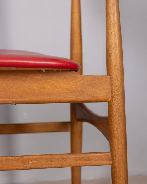 Image 1 of Coppia di sedie vintage anni '60 in legno e pelle, design italiano.