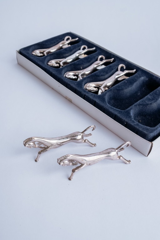 Vintage zilveren paarden messenleggers