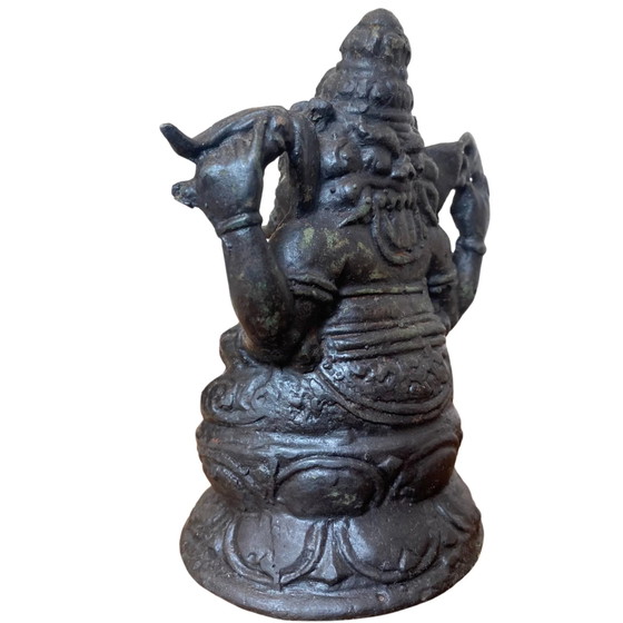 Robusta Statua Antica in Bronzo di Ganesha – Bifacciale – India del Sud – 13.5 cm – Sculture, Bronze (photo 6 of 9)