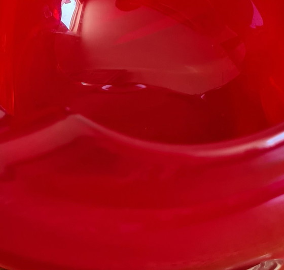 Coupe Murano Glass Bowl, Red / Rouge, Mid-Century 1960s Handmade / Fait Main – Vases (photo 5 of 5)