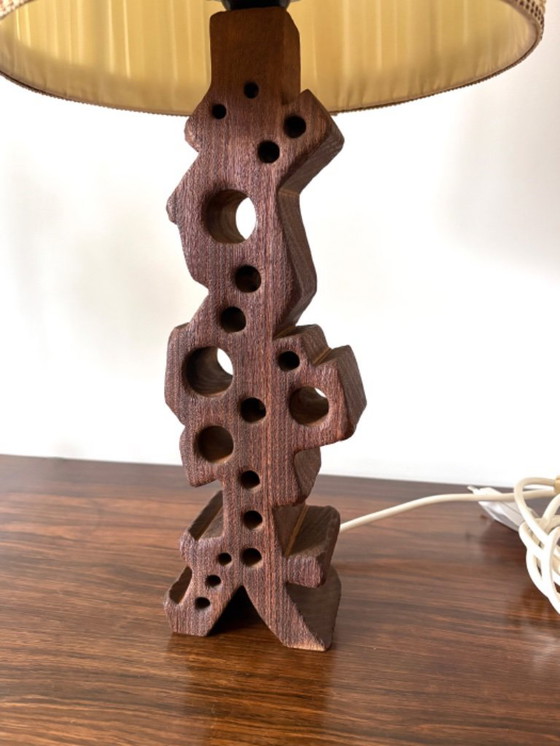 Image 1 of Special vintage retro wooden table lamp from the 60s/70s