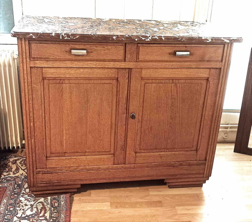Credenza Art Déco in rovere biondo massello, larghezza 120 cm